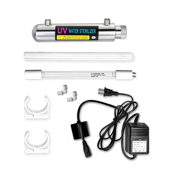 Λάμπα UV κομπλέ σύστημα 1/4″ – 136,4L/h – 6W – 220V
